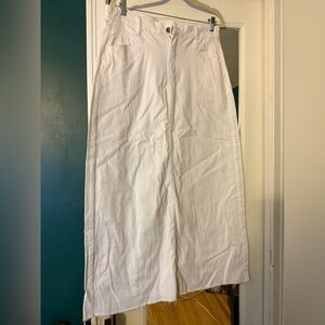 White High-Waist Midi Skirt